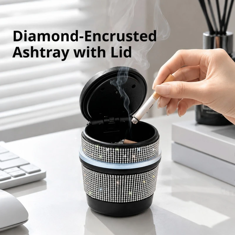 Halloween Christmas Gift Portable Car Ashtray With Sealed Lid, Washable Vehicle Cup Holder Smoke Ash Storage Container