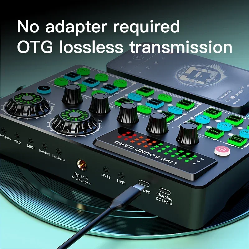 Live Sound Card Sound Mixer Podcast Karaoke Home Studio Record Professional Soundcard Bluetooth Microphone Mixer Voice Change