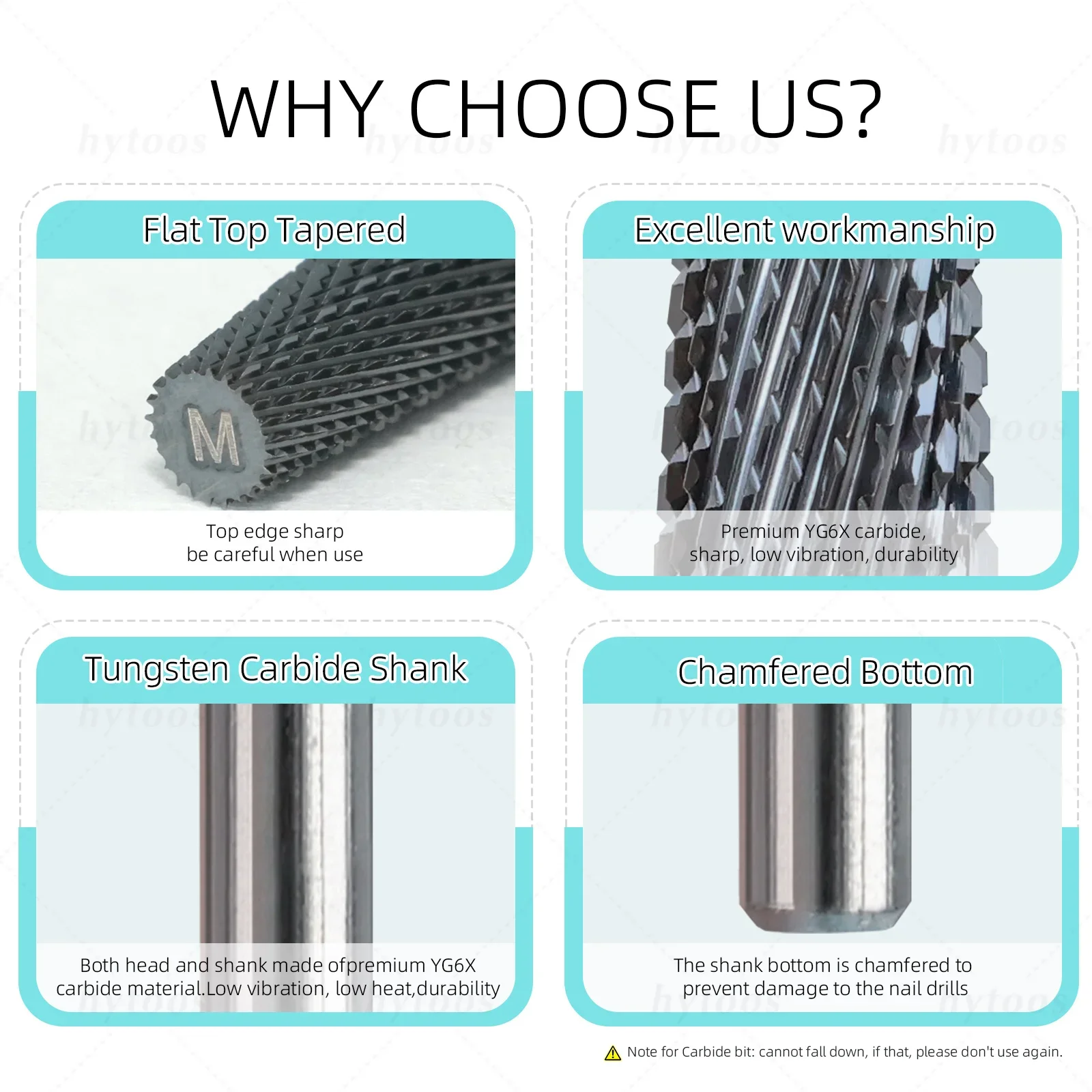 HYTOOS 5 في 1 مسمار لقمة ثقب DLC أسود 16 مللي متر سطح مسطح مدبب كربيد مسمار بت إزالة هلام أداة التدريبات الكهربائية ملف الملحقات #6