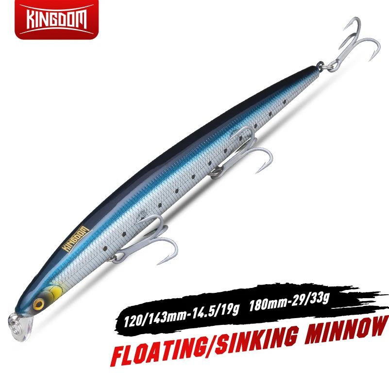 Kingdom Minnow Fishing Lure Floating 14.5g/19g/29g/ 33g Swimbait Fishing Wobbler For Trolling Seabass Carp Pesca