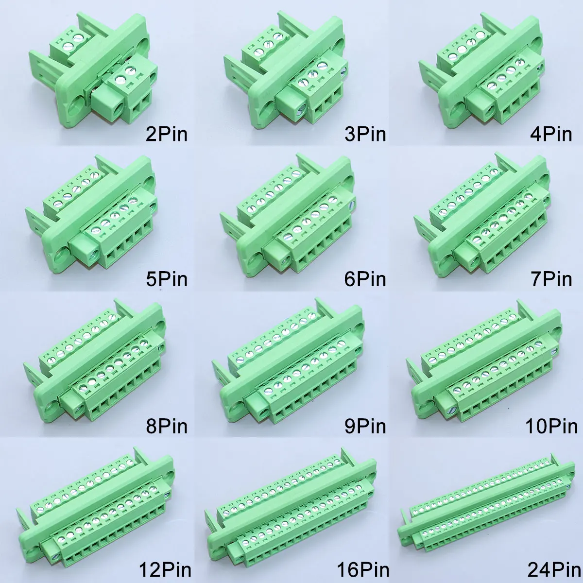 1Set Pitch 3.81mm 2P/3P/4P/5P/6P/7P/8P/9P/10P/12P/16P Pluggable Terminal Block Connector Wall Through Non Welding Plug 15EDGWC