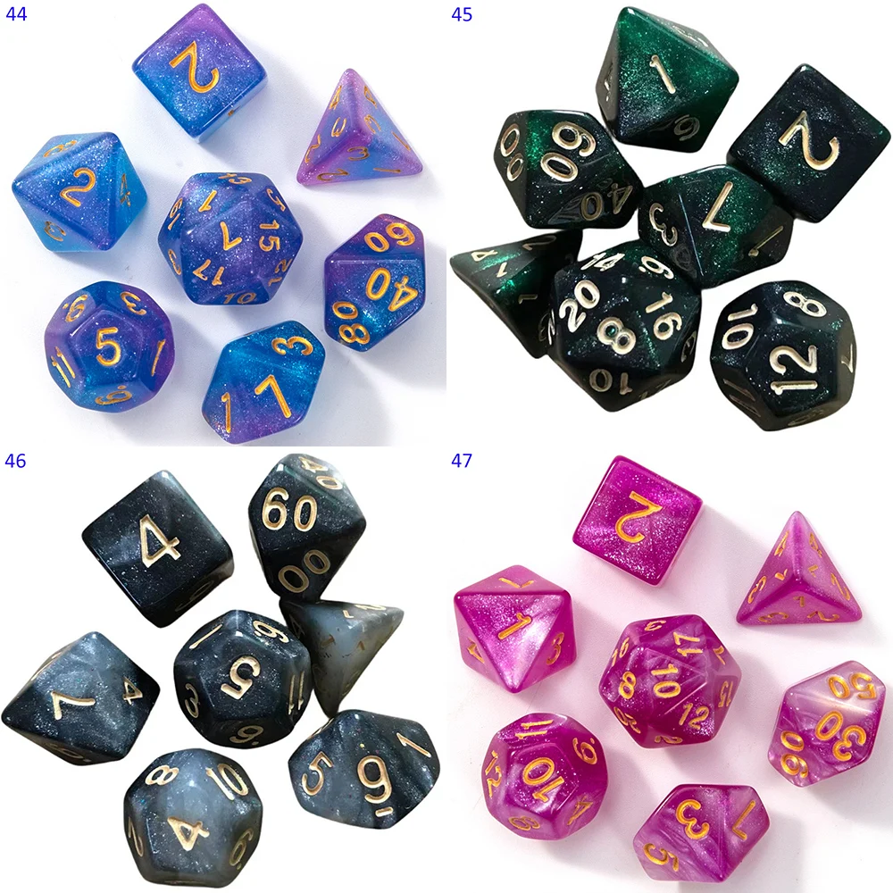 Dnd Acrylic Solid Dice Rounded Edge Polyhedral Dice D+D Dice Set For Dungeon and Dragon Pathfinder Role Playing Game(RPG)/MTG