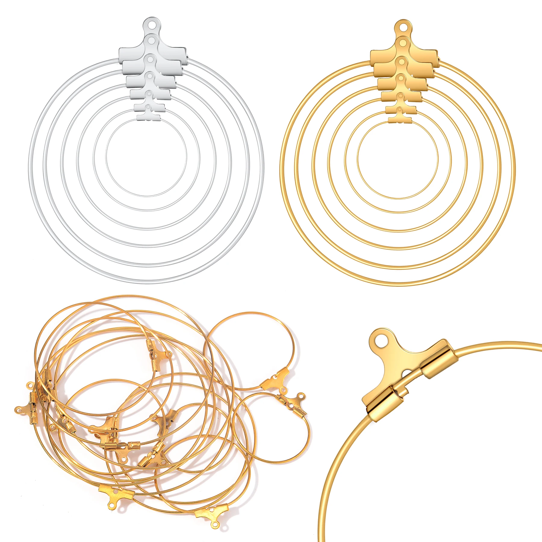 Großhandel 20 Stück Edelstahl-Ohrhaken, Ohrstecker-Verbinder, DIY-Ohrring-Zubehör, Hängeanhänger, Schmuckherstellung – Detail 2