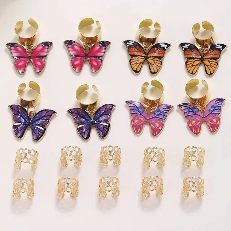 Butterfly Hollow Out Hair Ring DIY Hair Style Accessories for Braids Dread Locks Hair Braiding Metal Cuffs