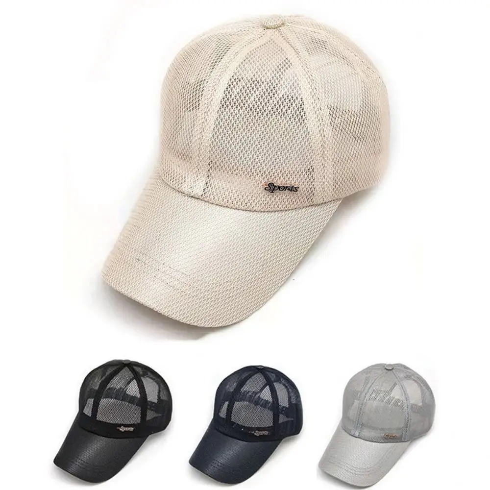 قبعات الشمس سريعة الجفاف، قبعة بيسبول شبكية قابلة للتعديل وقابلة للتنفس، قبعة Snapback خفيفة الوزن وشفافة، قبعات شبكية رياضية خارجية #3