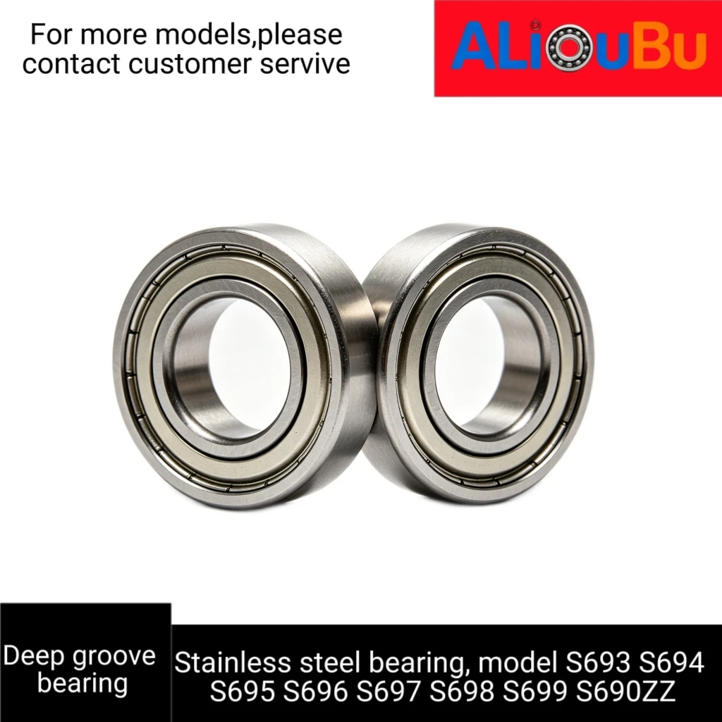 Stainless Steel Deep Groove Bearing, Model S693 S694 S695 S696 S697 S698 S699 S690ZZ, 1/2/5/10/15 Pack Options