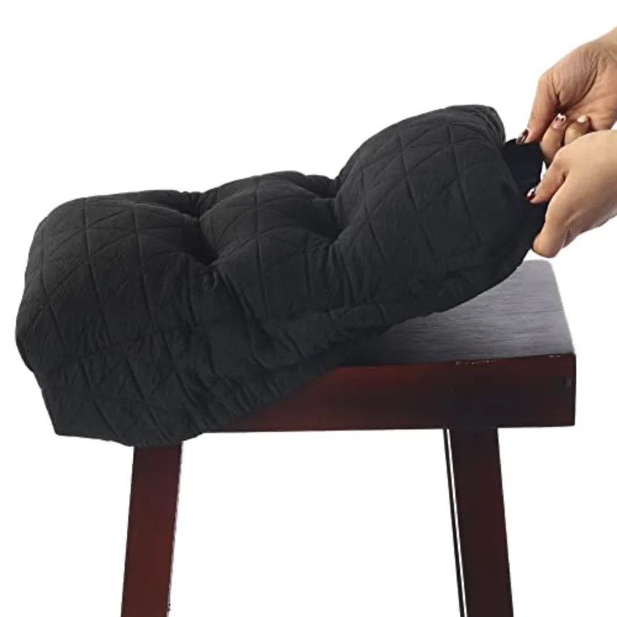 

Saddle Stool Seat Cushion, Luxury Triangle Fashion Jacquard with Anti-Skid Silicone Bar Stool Cushion Padded Black, Rectangular