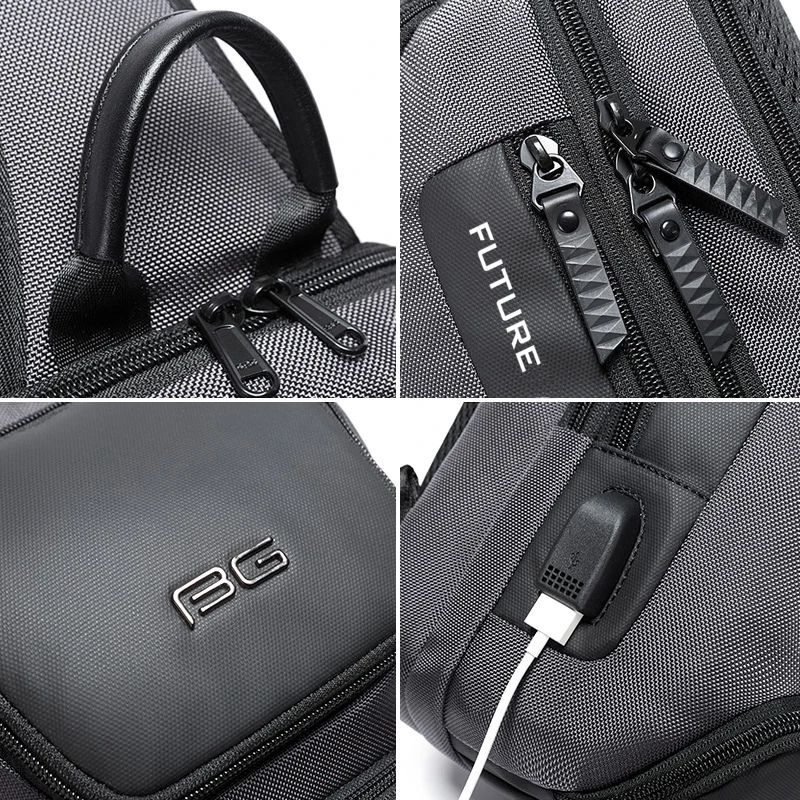 Bolso de pecho multifunción USB para hombre, bandolera de hombro antirrobo, impermeable, de viaje corto, de alta calidad