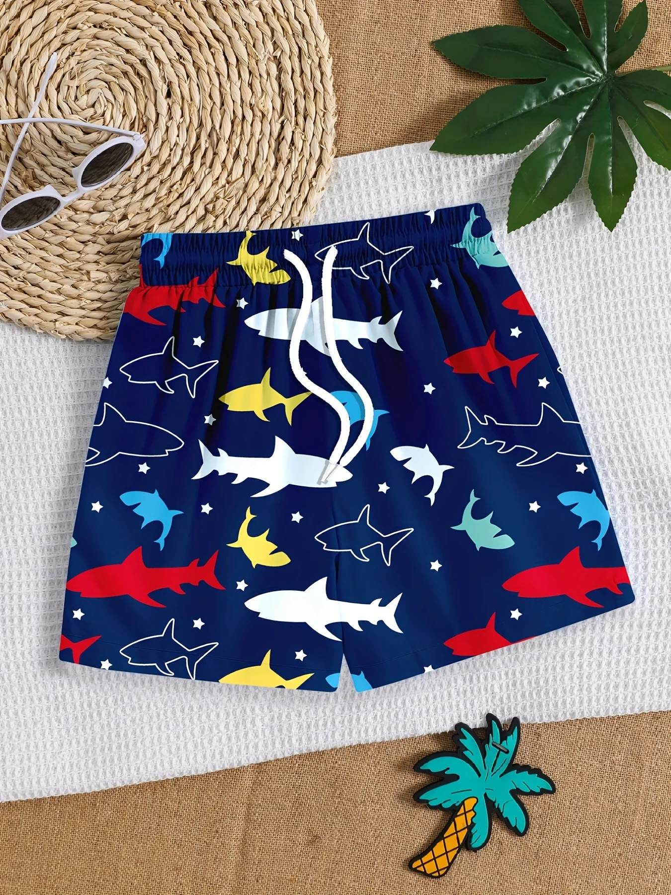 Summer New Coconut Tree 3D Printed Elastic Waist Drawstring Beach Pants Swim Shorts Comfortable Quick Drying Children's Clothing