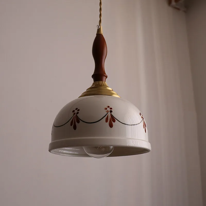 IWHD اليابان خمر قلادة LED أضواء لغرفة النوم غرفة المعيشة الحمام ديكور المنزل النحاس الأبيض السيراميك مصباح معلق الإنارة