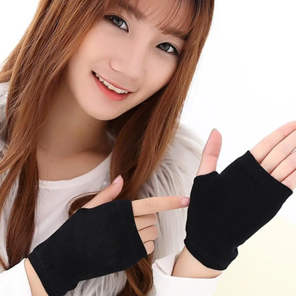 Unisex Combed Cotton Fingerless Gloves Fingerless Finger Gloves Half-finger Knitted Gloves Student Winter Gloves Short T3P1