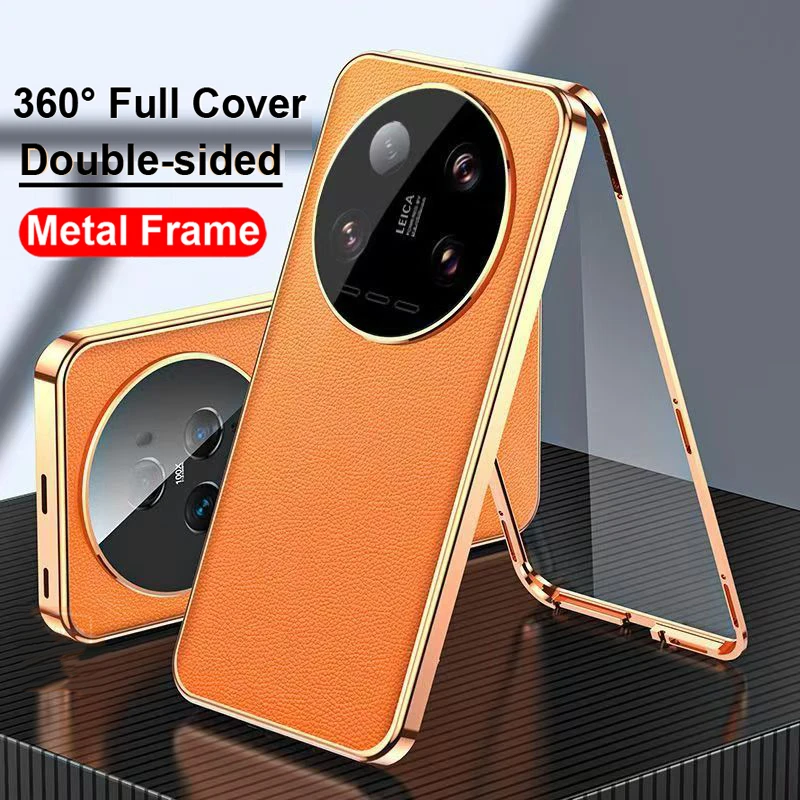 

Leather Phone Case For XiaoMi 15 14 Ultra 15 Pro Lock Buckle Double Sided Tempered Glass Lens Protection Cover Cases
