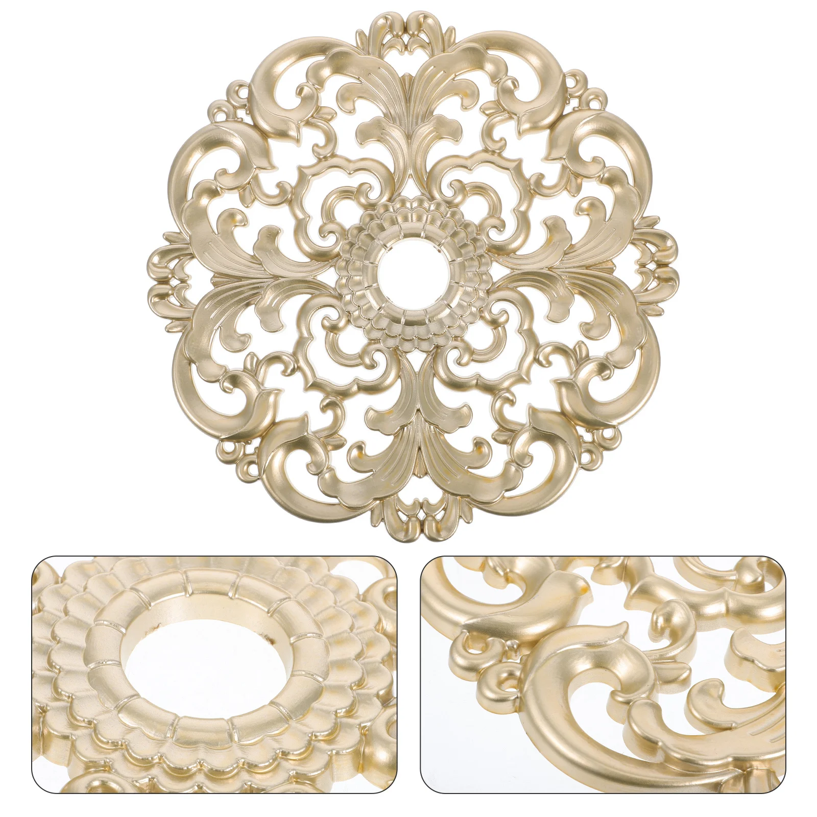 

Ceiling Medallion Decorative Round Flat European Style Light Fixture Cover For Living Room Bedroom Dining Room Small