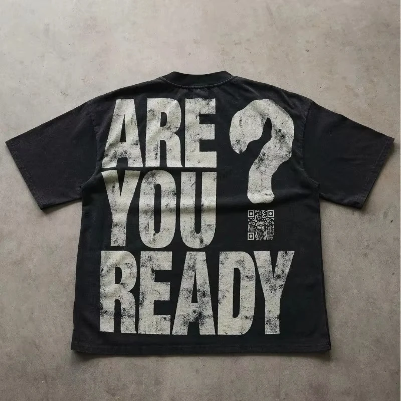 Retro Street Style, Hip-hop Style, Y2K Men's T-shirt Summer New Item Suitable for Both Men and Women High Street T-shirt