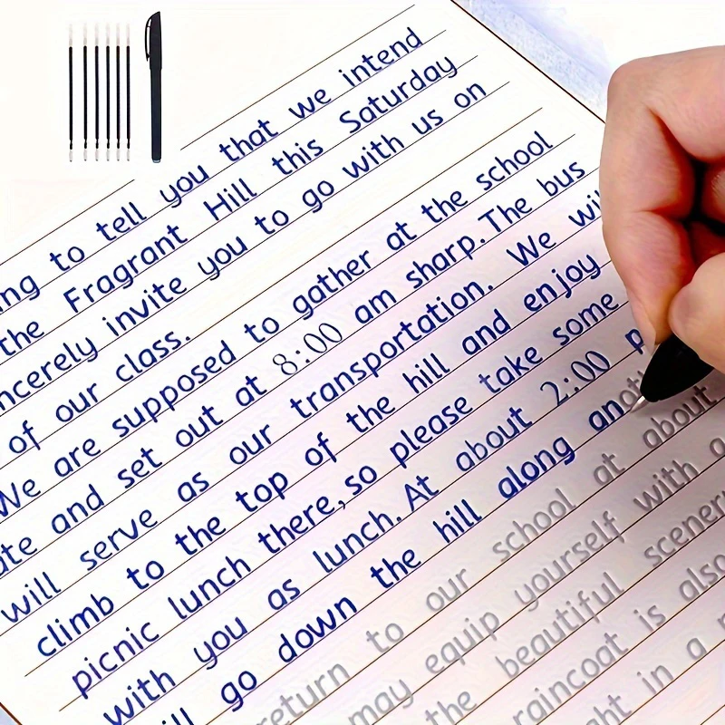 Cuaderno de práctica de escritura cursiva reutilizable: libro de escritura a mano con alfabeto inglés y caligrafía para mejorar la mano útil, colores mezclados