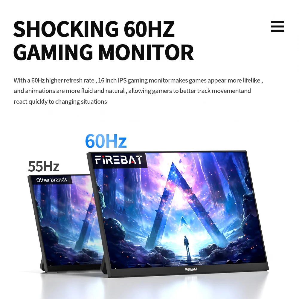 FIREBAT FB15 16-inch Portable Monitor 1920*1080 60Hz Refresh Rate 63% sRGB  with Dual Type-C Interface Single MiniHDMI