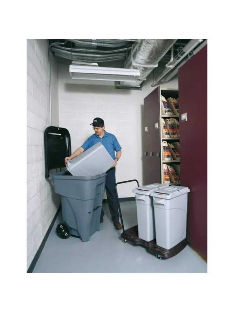 Commercial Products BRUTE Rollout Plastic Trash/Garbage Can/Bin with Wheels, 65 Gal, for Restaurants/Hospitals/Offices/Back