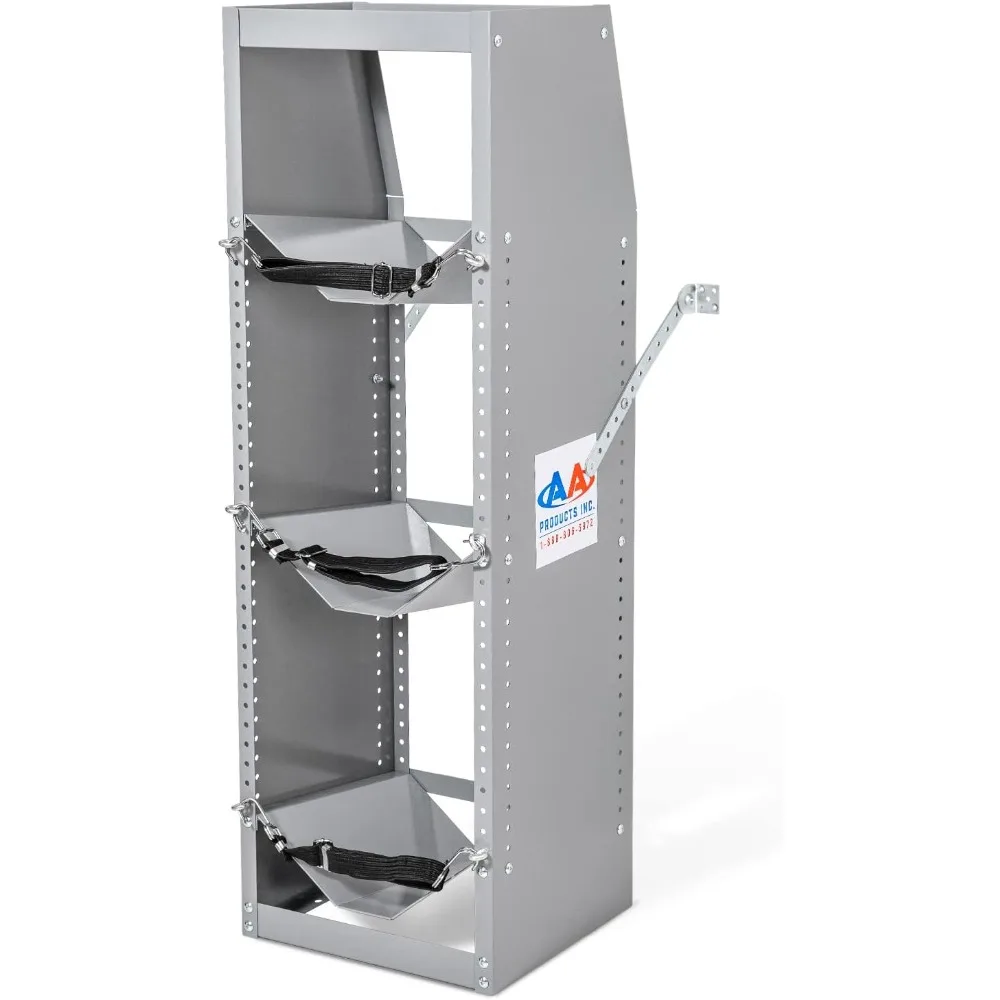 

tr-3-46 refrigerant tank rack steel freon tank holder rack shelving storage with top shelf for cargo van, 46" h x 14.7" w x 13"