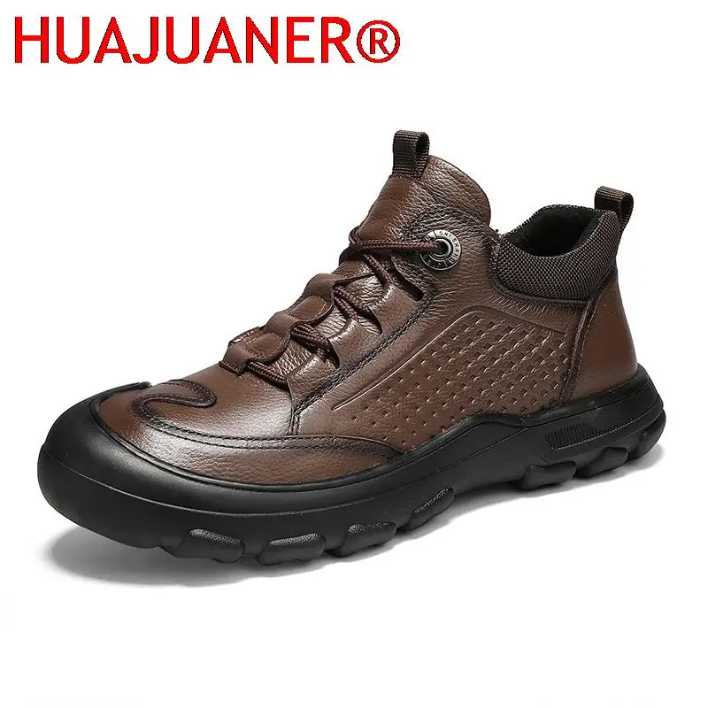 

Spring Autumn New Mens Casual Shoes Versatile Non-Slip Men Footwear Vintage Style Male Hiking Shoes Lace-Up Handmade Ankle Boots