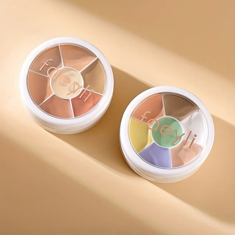 ブラシセット付き7色コンシーラーパレット、すべての肌用コンシーラー、ミディアムカバレッジ、クマや傷をカバー、均一な肌の色合い