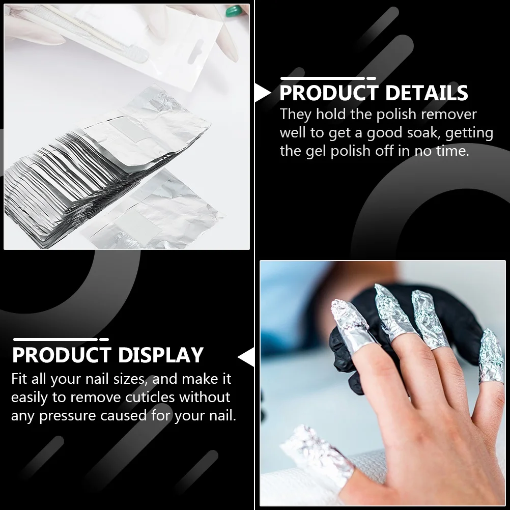 300 قطعة من أغلفة تنظيف طلاء الأظافر تناسب جميع الأحجام سهلة إزالة الجل وسادات قطنية نقع قبالة الرقائق لفن الأظافر