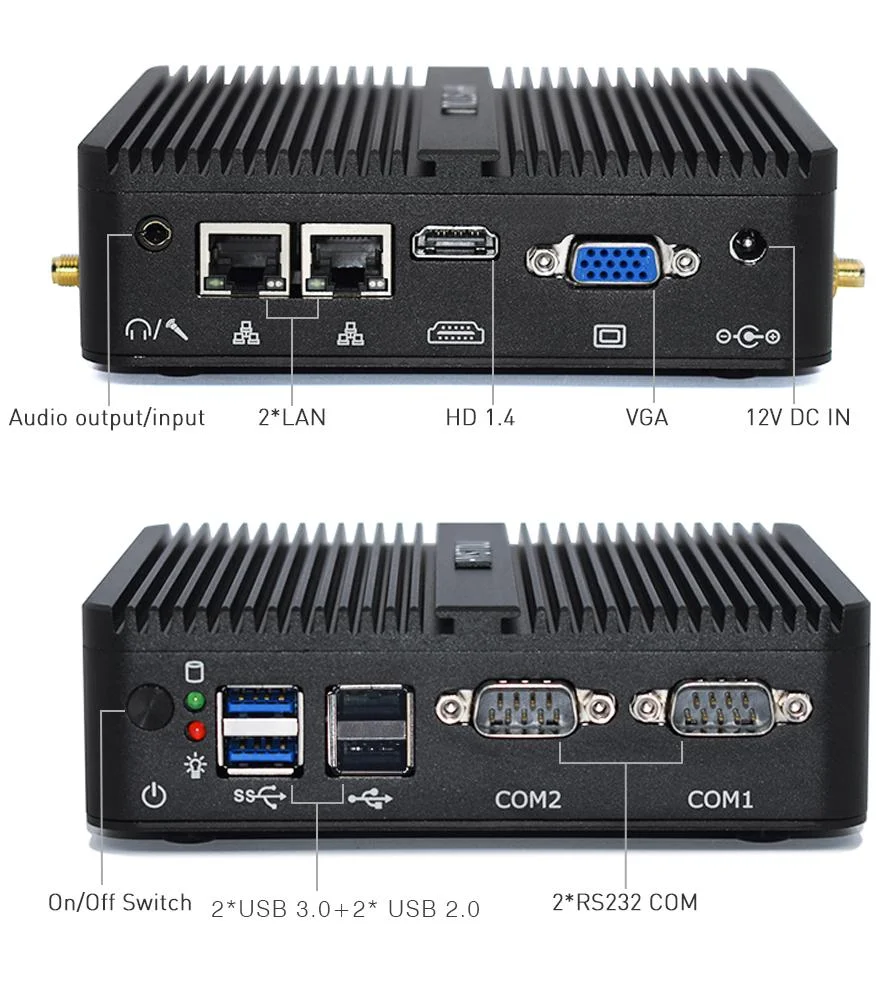 

Hystou Mini-Computer Desktop Intel Celeron J4125 Windows 10 DDR4 2 Gigabit LAN RJ45 VGA Series Port Server Computer