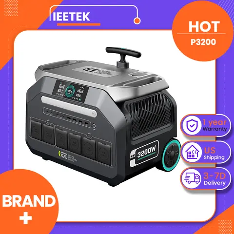 IEEtek P3200 3200W 2048Wh LiFePO4 Portable Power Station, Versatile Output Ports to Supply 16 Devices Simultaneously, 1000W (XT60i Port, 12-80V) PV Input (MPPT)