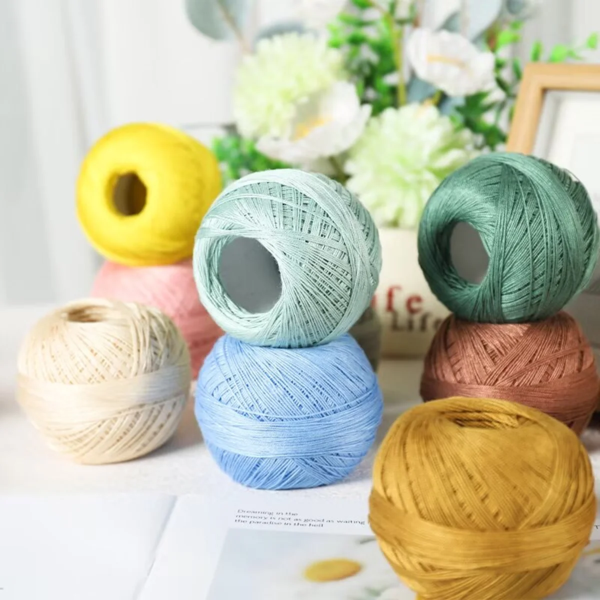 6-pack totaling 300g, No.7 strong twisted lace fine thread, contains 95% cotton and 5% nylon, cool and breathable