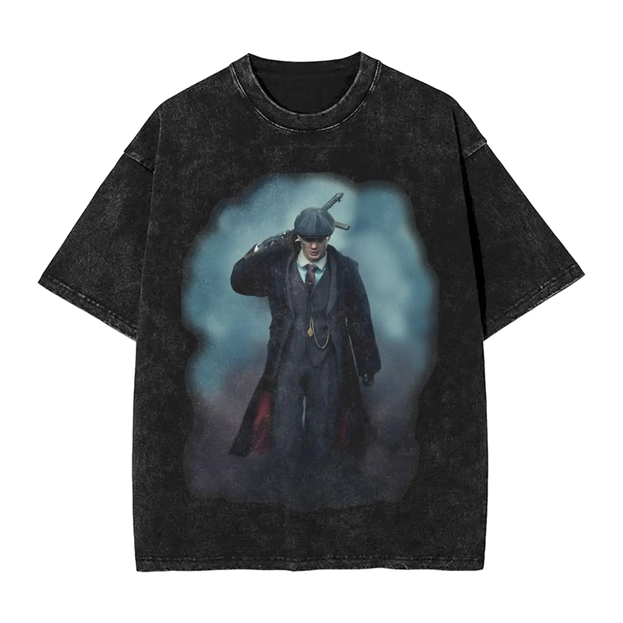 Fashion Tommy Shelby Peakys Blinders T-Shirts Men Round Collar Washed T Shirts  Short Sleeve Tees Birthday Present Tops