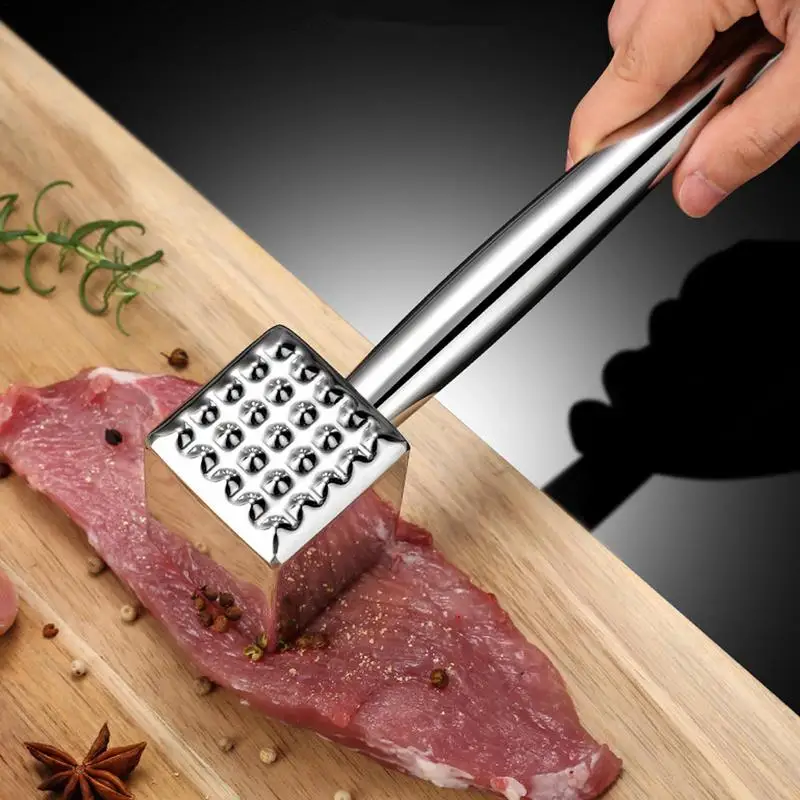 

Cooking Meat Hammer For Turkey Pork Steak Meat Pounder Stainless Steel Meat Tenderizer Labor-Saving Flattener With Hanger Hole
