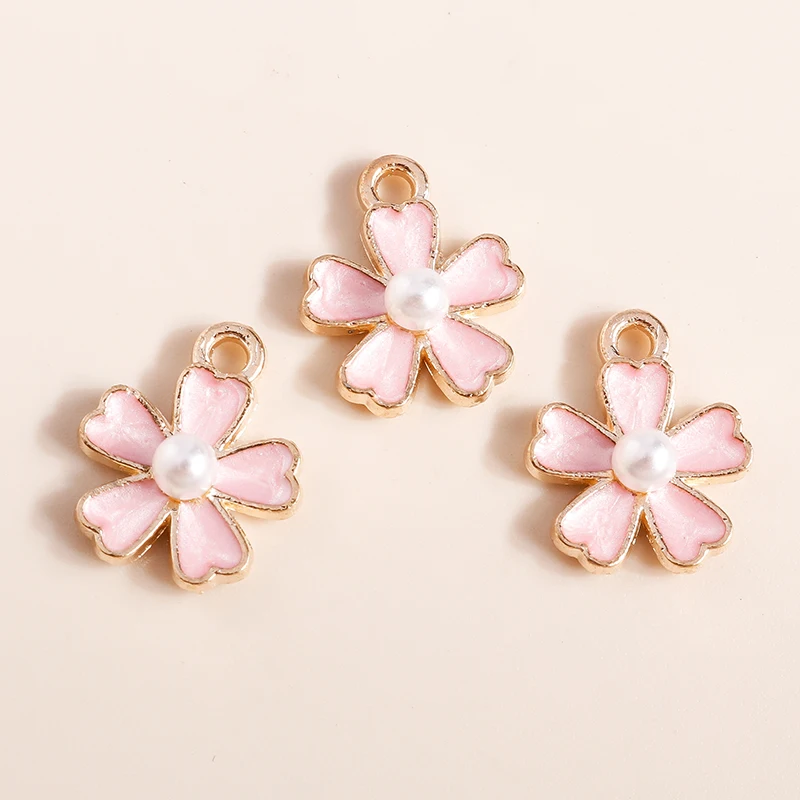 Duarte 20 Teile/los Nette Rosa Farbe Emaille Blume Charms Anhänger für Schmuck Machen DIY Ohrringe Halsketten Armbänder Zubehör – Detail 16