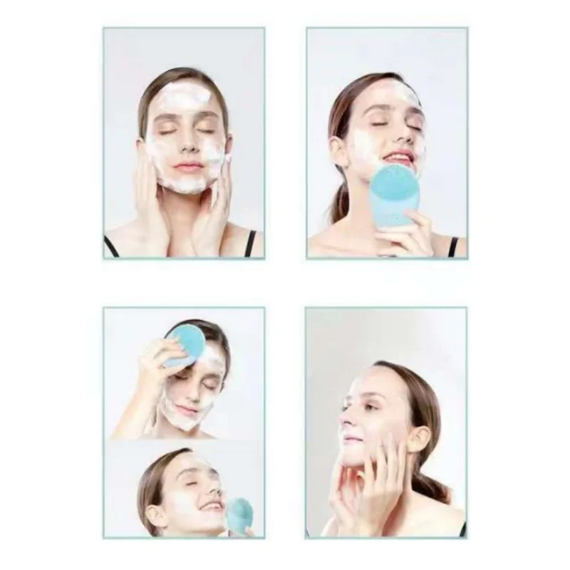 الكهربائية سيليكون منظف للوجه مدلك العناية بالبشرة جهاز تدليك جهاز تجميل الاهتزاز تنظيف المسام الخليط المقدمة الذاتية