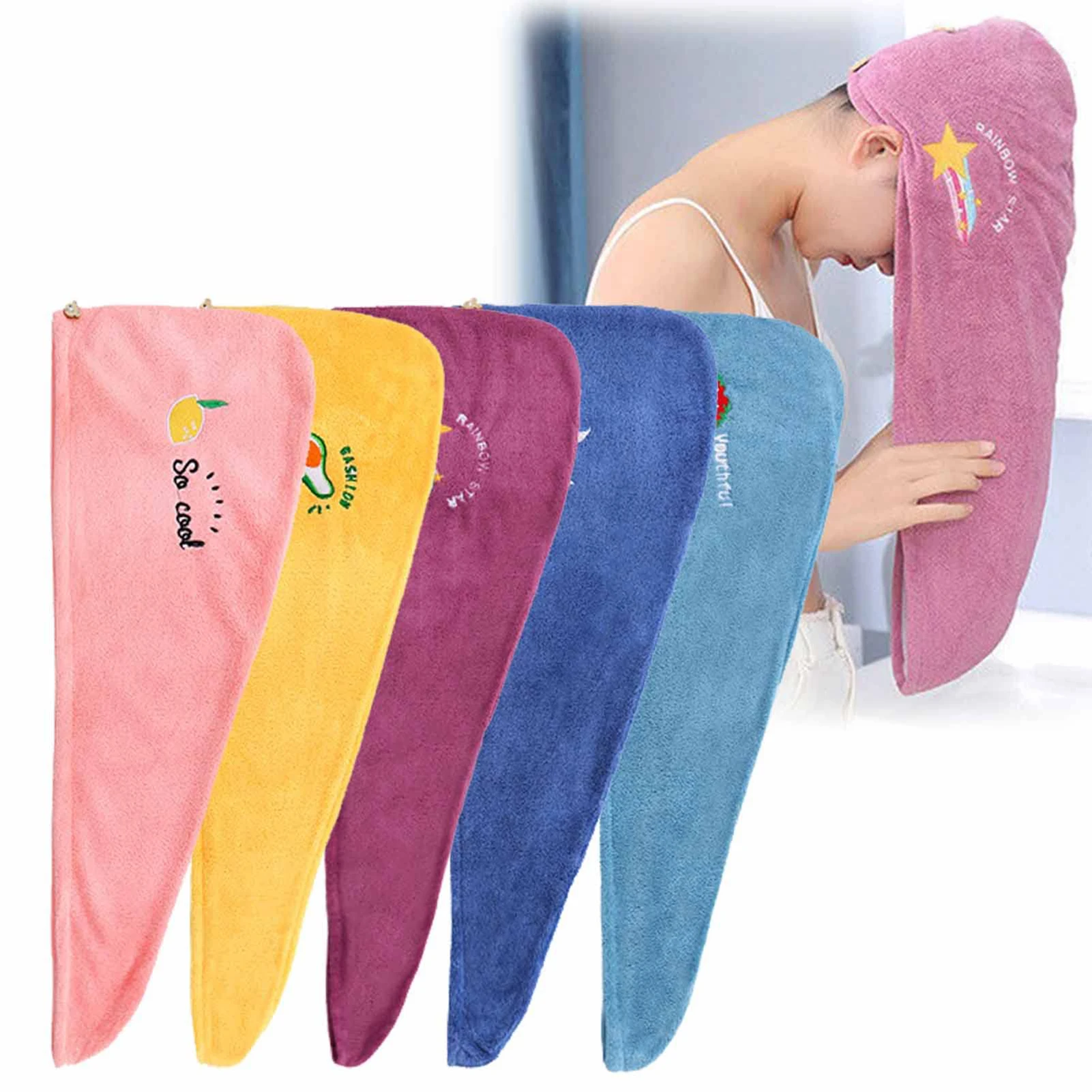 غطاء حمام للشعر الجاف مع امتصاص الماء، منشفة شعر سريعة الجفاف ناعمة دون تسقط الشعر، امتصاص قوي للغاية للماء