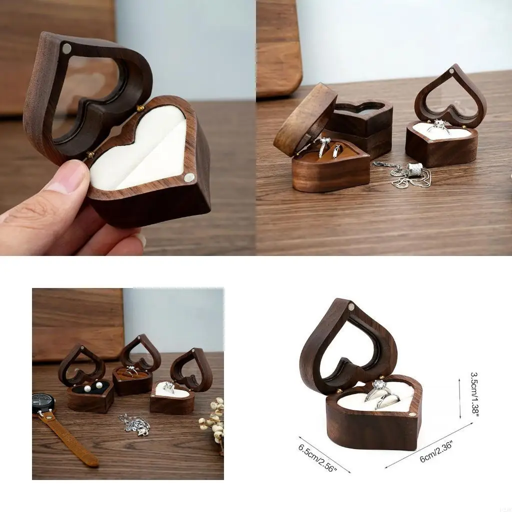 

Heart-shaped Ring Box Jewelry Storage Bag Wooden Gift Box Proposal Engagement Wedding Ceremony Birthday Gift