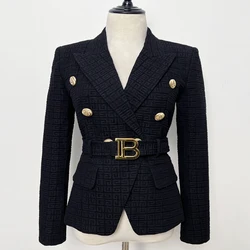 Blazers Jacquard preto e branco, terno pequeno B botão de leão em casa curto, alta qualidade, nova moda, primavera e outono 2022