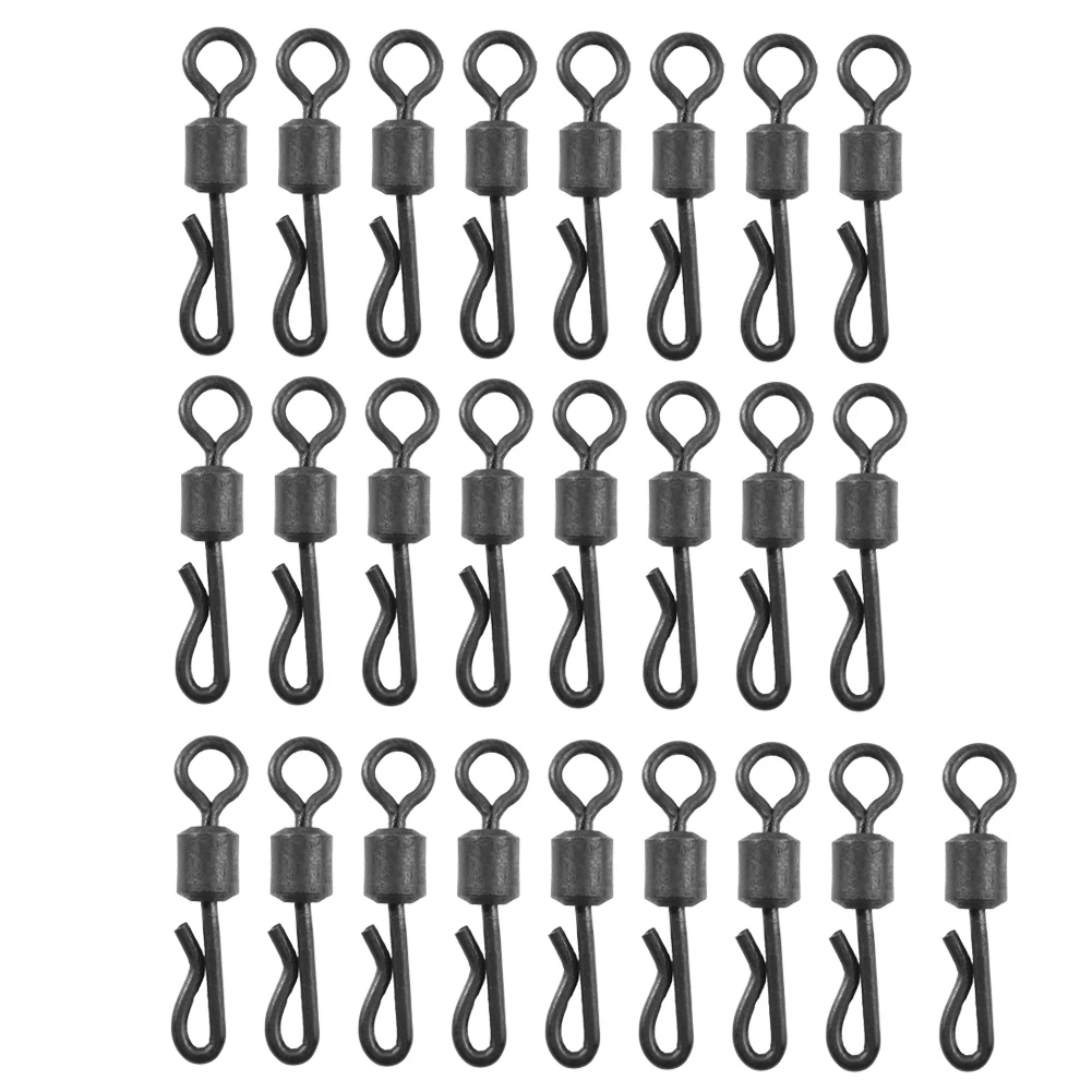 25-100PC Carp Fishing Swivels Snaps with Solid Ring Quick Change Fishing Hook Swivels Q-Shaped Quick Change Swivels Fishing Tool