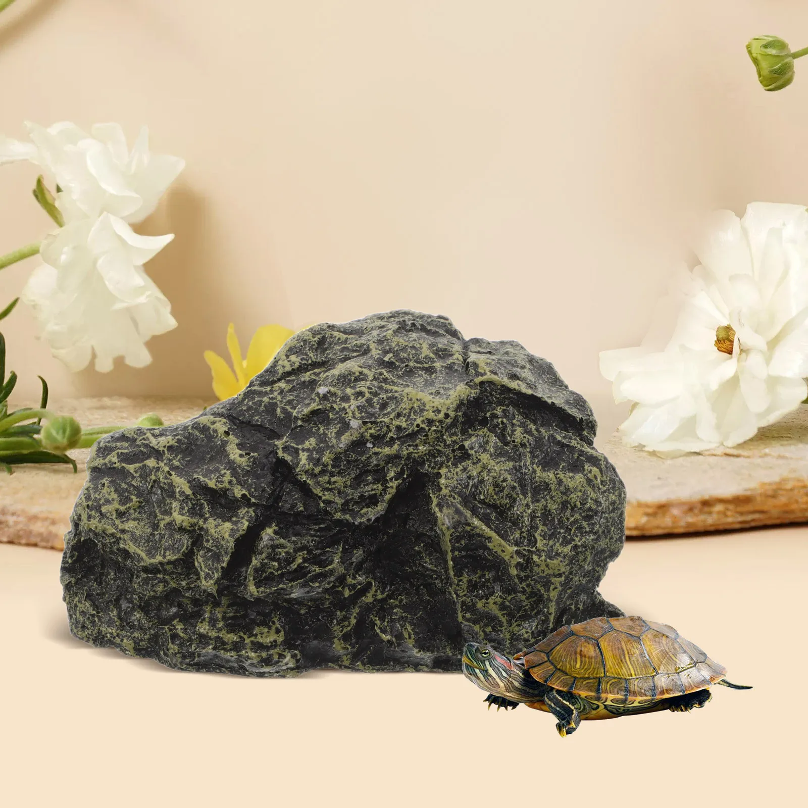 

Pet Turtle Basking Platform Resin Aquarium Shelter For Turtles Tortoise Basking Rock Turtle Dock Ramp Reptile Sunbathing Hideout