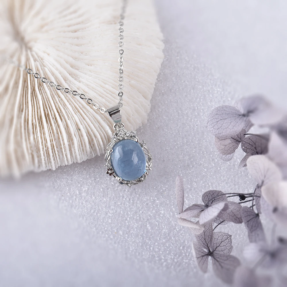 ITSMOS Natural Aquamarine Branch Pendant Necklace Aquamarine Gemstone Plant Necklace for Women Girl Handmade Jewelry - Image 3