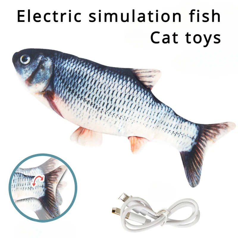 

Electric simulation fish teasing cat toy USB charging swaying fish plush cat mint grass fish patting carp kitten pillow toy