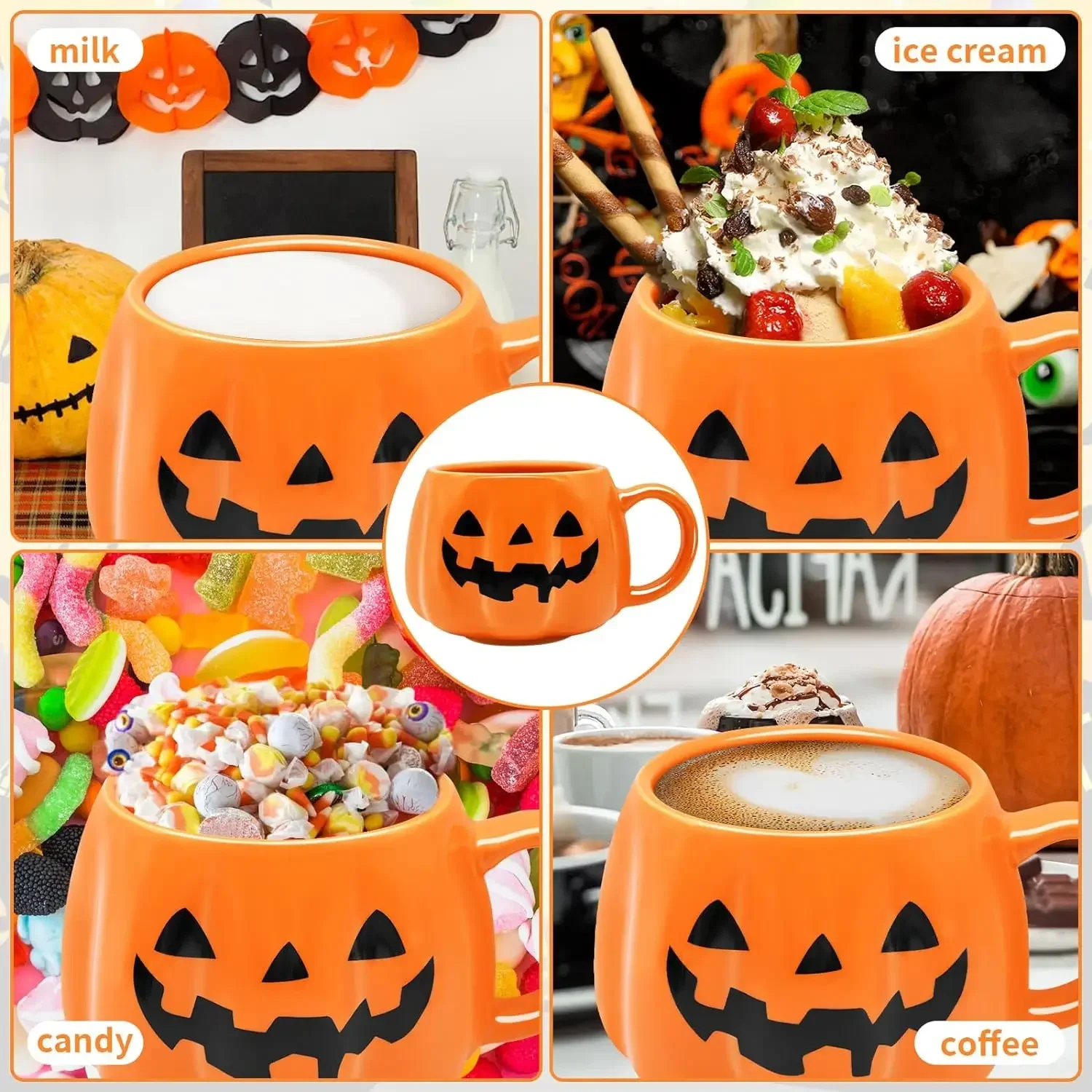 1pc 400ml Halloween Pumpkin Mug Decor Halloween Pattern Mug Ceramic Cute Pumpkin Coffee Cup compleanno Tabletop Drinkware Gifts