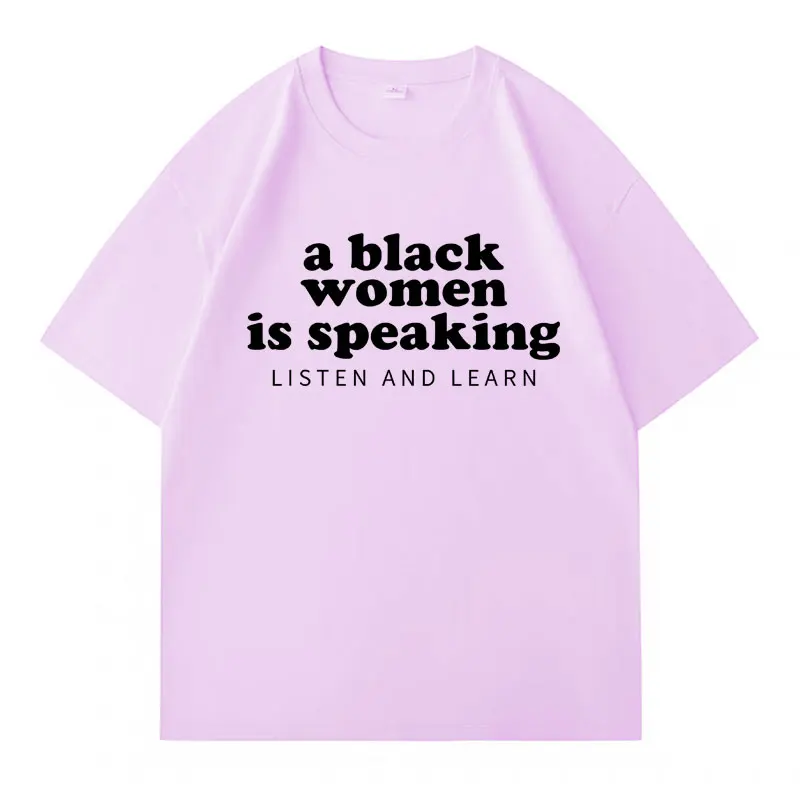 وصول جديد امرأة سوداء تتحدث الاستماع وتعلم المد تي شيرت عادية موضة المتضخم الهيب هوب دافئ الشارع الشهير رجالي التي شيرت