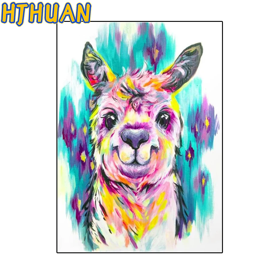 

Abstract graffiti Colorful Alpaca Embroidery Custom Photo Full Square Round Drill Rhinestone Mosaic Sets Animal home decor