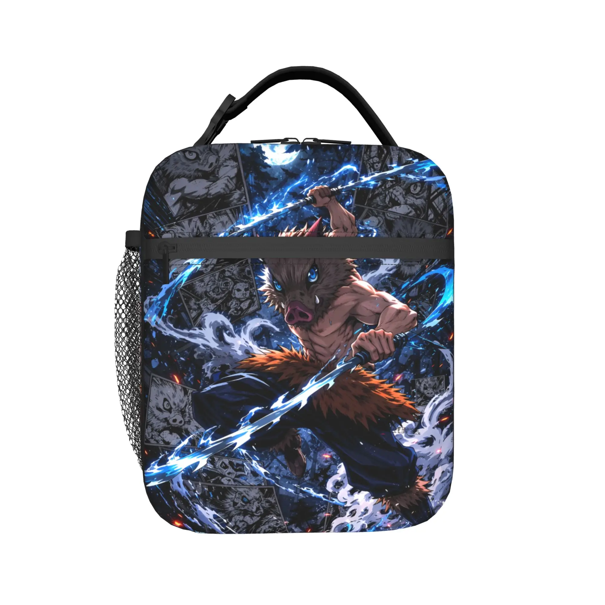 Custom D-Demons Slayers Insulated Lunch Tote Bag for Women Cartoon Anime Resuable Cooler Thermal Food Lunch Box Outdoor Camping