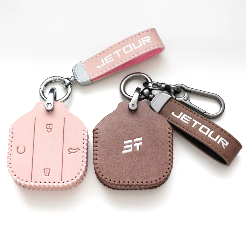 

Hand-sewn Key Case For Chery Jetour 2025 T2 Traveler T1 2025+ Remote Cover Shell Keychain Fob Accessories Key Protection Keyring