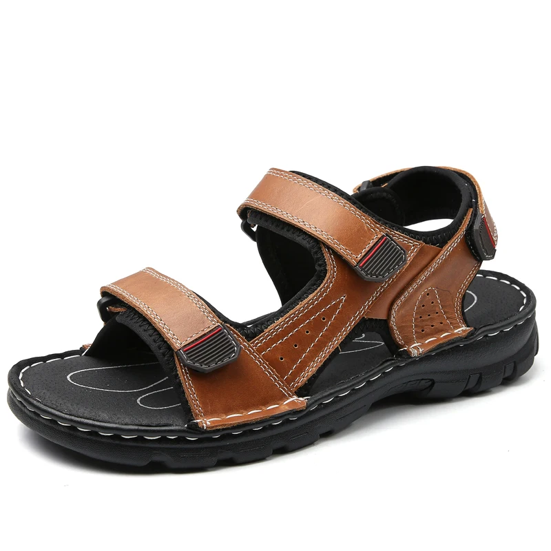 

Outdoor Leather Men Sandals Summer Casual Shoes for Men Beach Sandals Soft Breathable Men Shoes Plus Size 38-48 Zapatillas Male