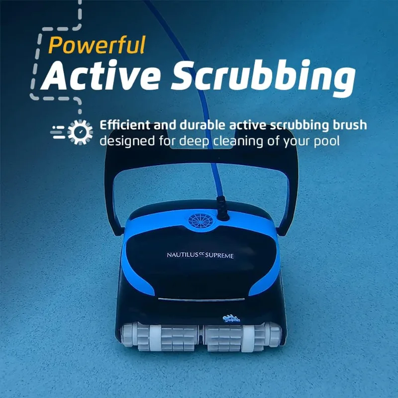 Automatic Robotic Pool Vacuum Cleaner, Dual Drive, Waterline Scrubber Brush