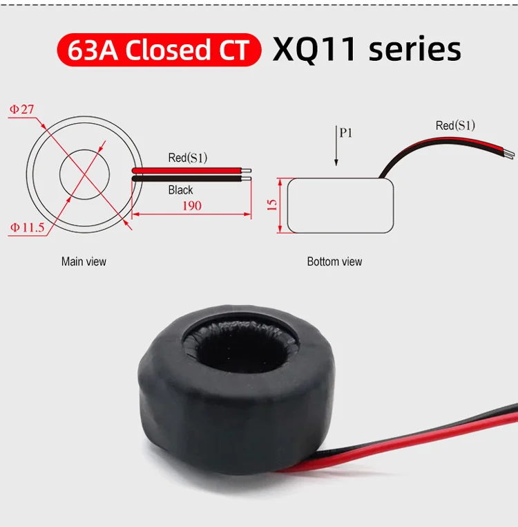 Hochstabiler geteilter Kernstromwandler, offener Typ, Spule CT, AC 32 A, 63 A, 100 A, 500 A, Klemmsensor – Detail 6