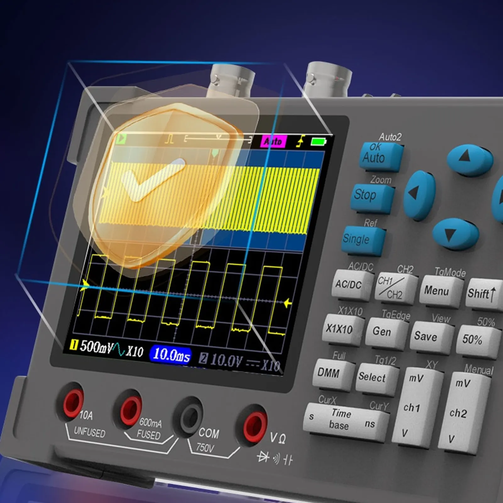 Digital Oscilloscope Digital Oscilloscope 3 in 1 Multimeter Signal Generator 120M 250MSa/s 3.2in Display 2 Channel Multimeter