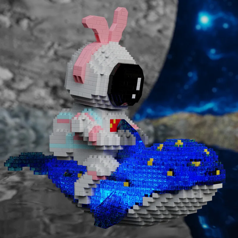 Whale Astronaut Micro Building Blocks Travel In Space Cosmonaut Assembly Spaceman Mini Brick Figures Toys For Kid Gift