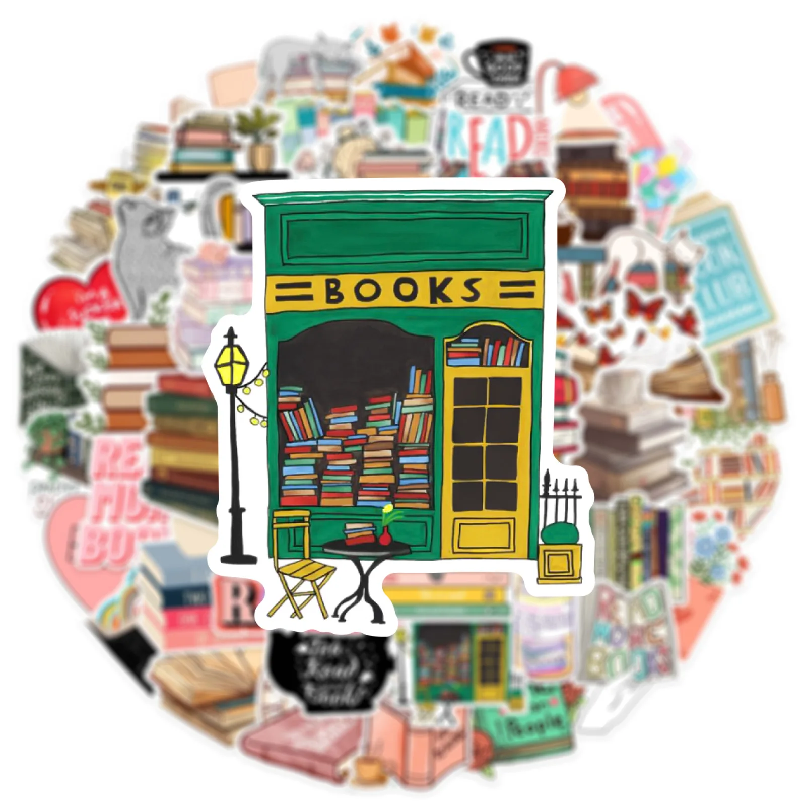 50 Pcs New Reading Graffiti Stickers Decoration for Waterproof PVC Stickers on Water Cups Books Travel Cases, Guitar Phone Cases